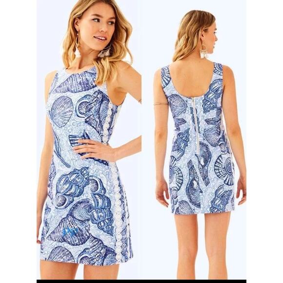 Lilly Pulitzer Dresses & Skirts - Lilly Pulitzer Mila Shift Dress Blue Peri Pop Up Stuffed Shells White *size 6